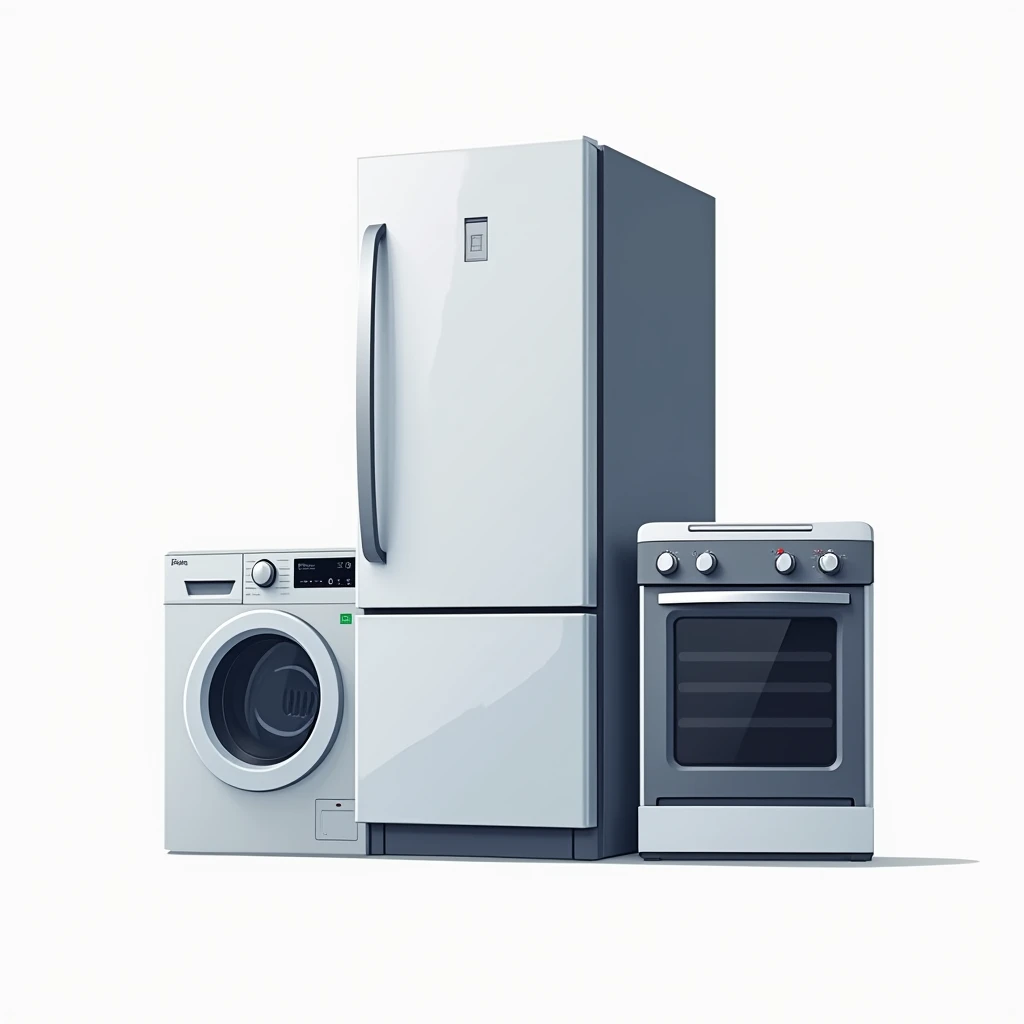Logo for a home appliance spare parts store, refrigerator, washing machine and electric oven, without background