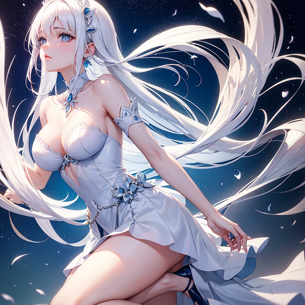 Mogi woman with white hair and blue eyes by the angelic sweet lips sensitive body   gostosa de vestido branco  