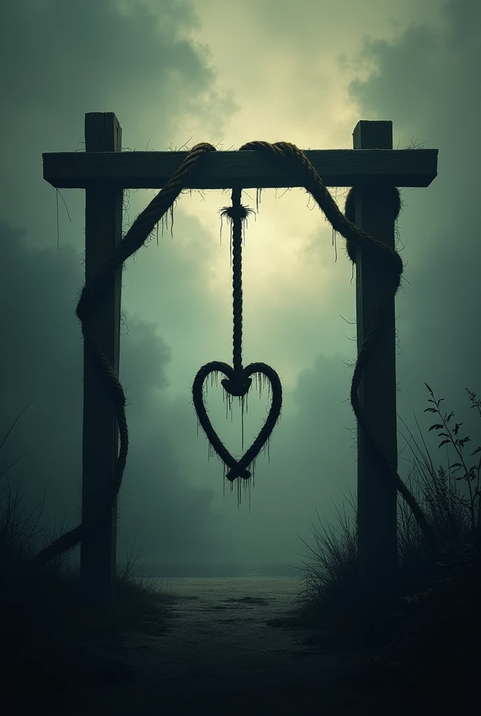 
Cover of a book called "love or the gallows"
I don&#39;t want people to appear, only the gallows as such and that the rope has a heart