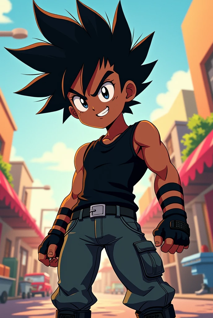 YOUTUBE PROFILE PICTURE, COM O ESTILO DO PERSOANGEM METAL BAT DO ANIME ONE PUNCH MAN, MORE CHILDISH STYLE, black male, , close to the camera