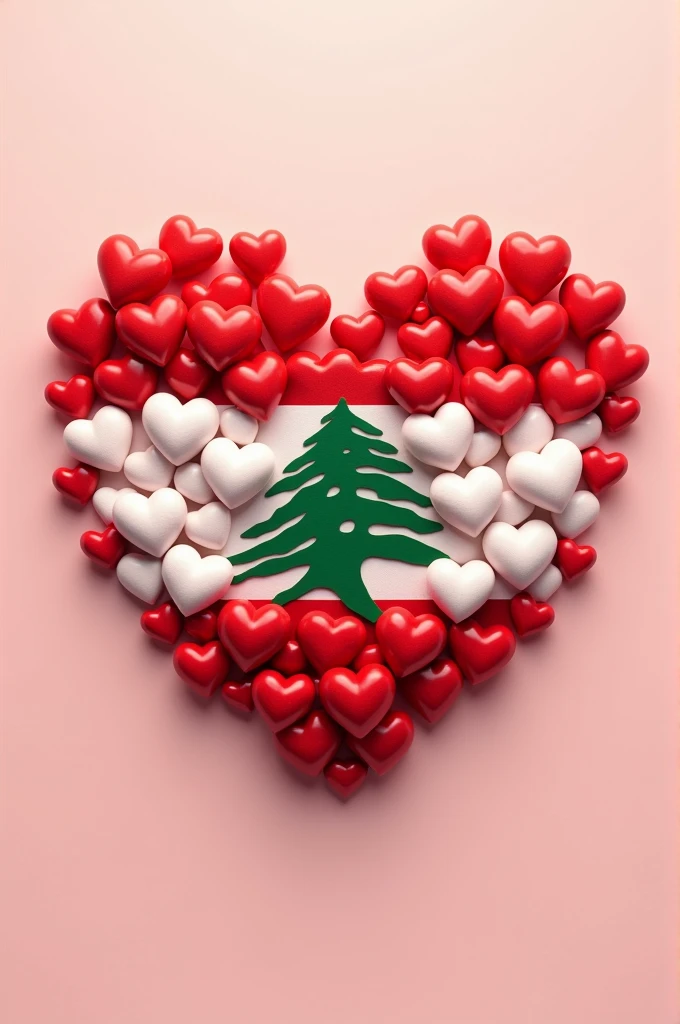 A Lebanon flag made out of heart emojis