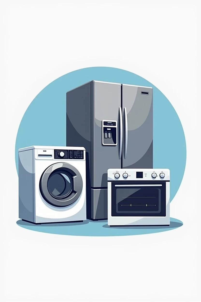 Logo for a home appliance spare parts store, refrigerator, washing machine and electric oven, without background