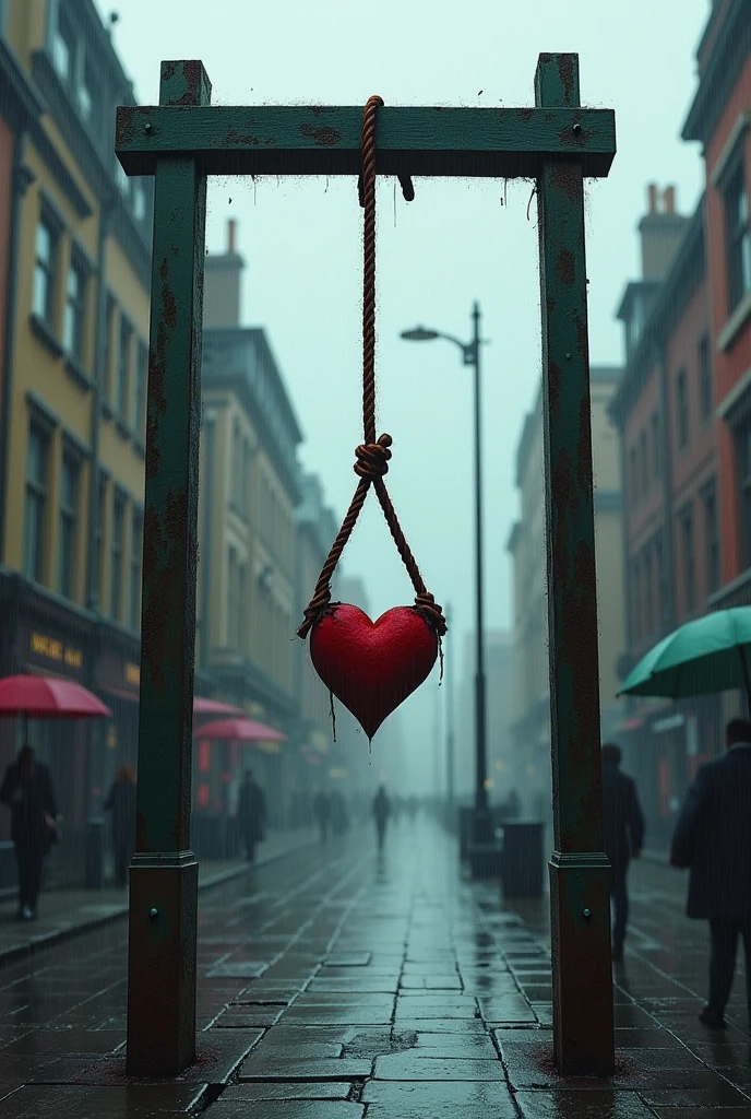 
Cover of a book called "love or the gallows"
I don&#39;t want people to appear, only the gallows as such and that the rope has a heart On a rainy day in London