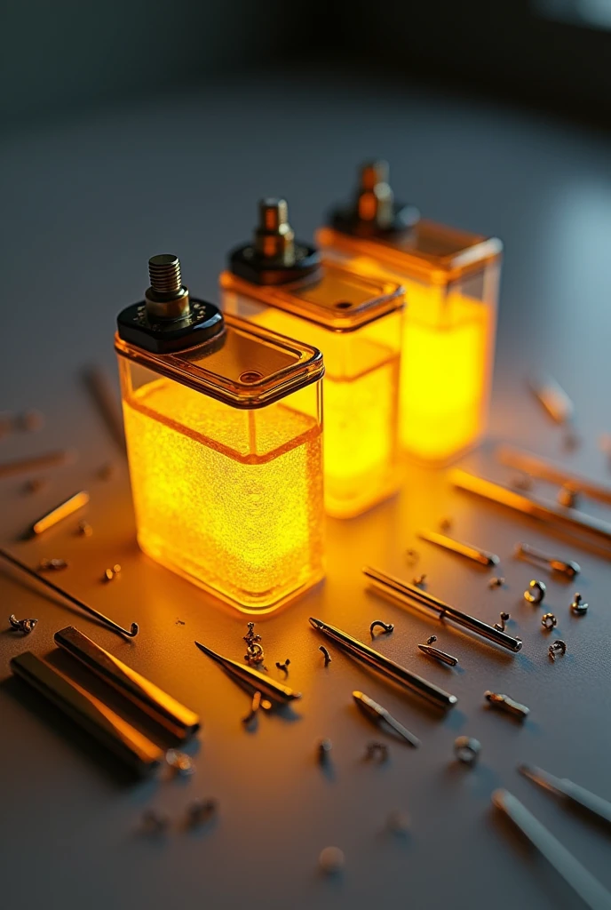 Tattoo cartridges that glow yellow, many needles