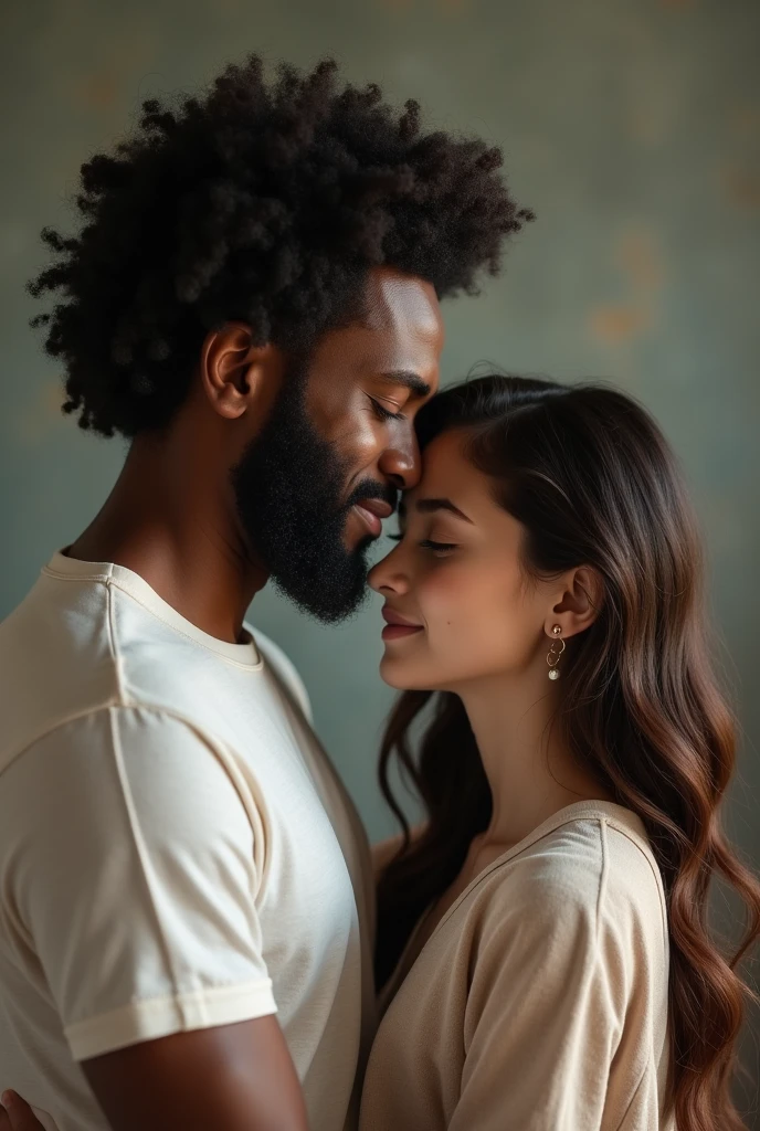 black adult man with beard and curly hair and his white teenage daughter 