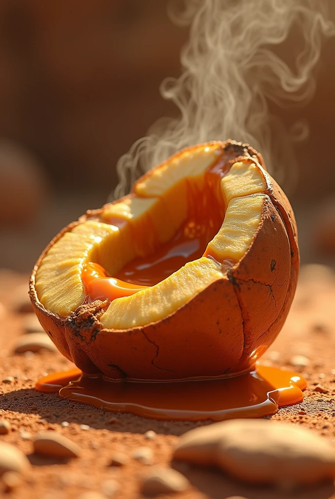 A partially melted nut