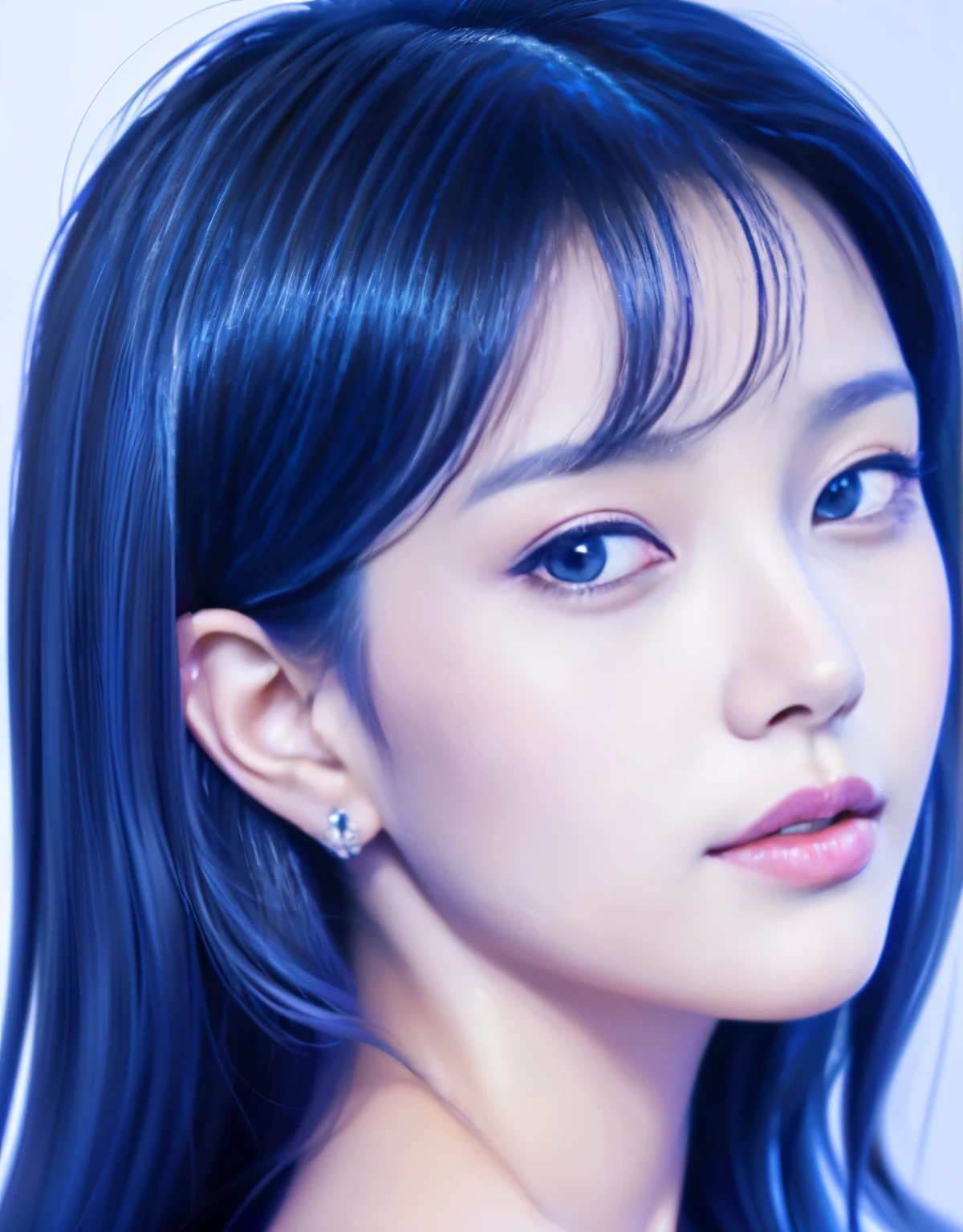 Close up portrait of woman in blue suit and white shirt, Elegant digital art, High-quality portraits, Shiny digital painting, Digital Art Images, Beautiful digital art, Elegant digital painting, Portrait of a female idol in Japan, Beautiful digital painting, Realistic cute girl drawing, high quality digital painting, TWICE's Tzuyu, Professional Profile Photo, Japanese Girls