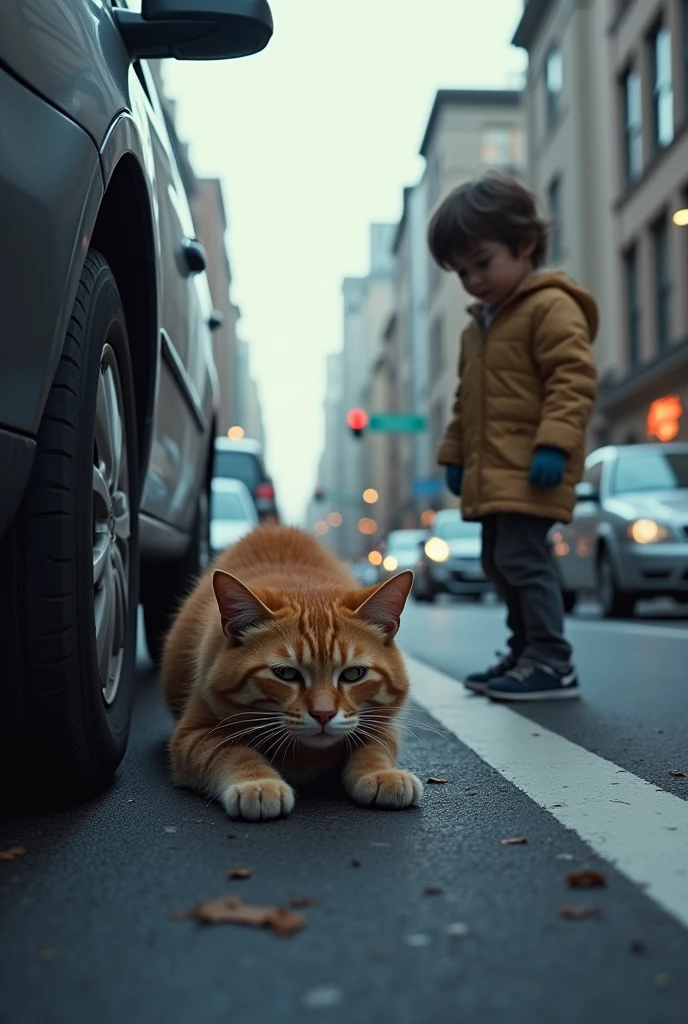 Cat Hit By Truck While Running In Street With Child