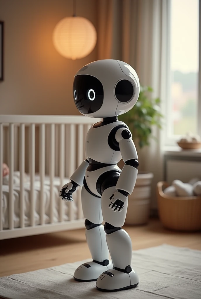 A robot that reduces the workload for parents and caregivers, especially at night, allowing parents to rest more while caring for a baby.