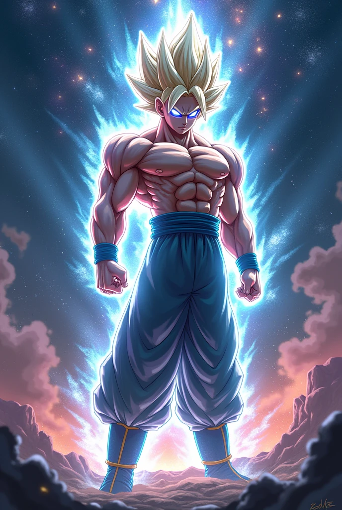 Goku turning into the supreme mega strong superior god transformation