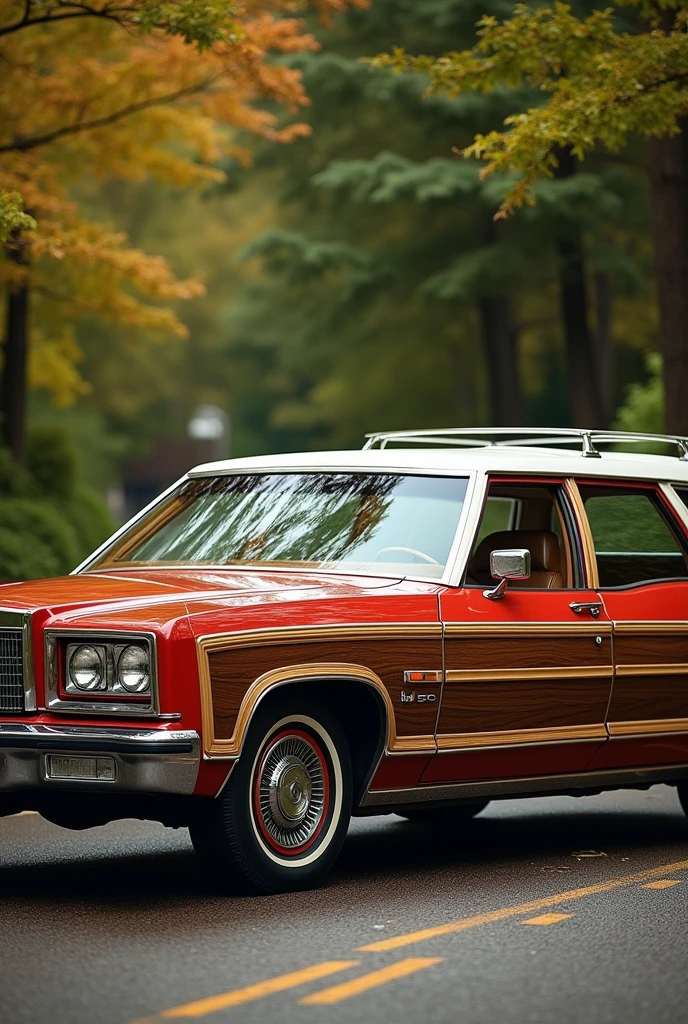 FORD LTD COUNTRY SQUIRE color rojo y marrón