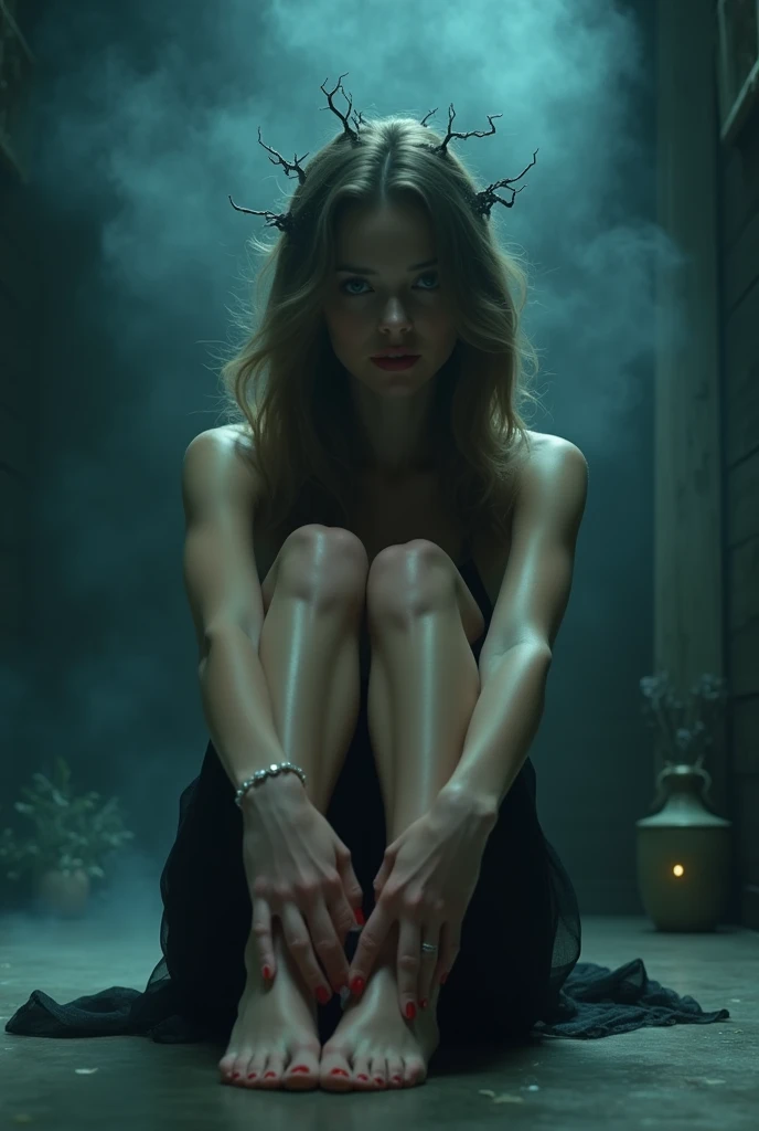 woman hypnotising viewer with feet