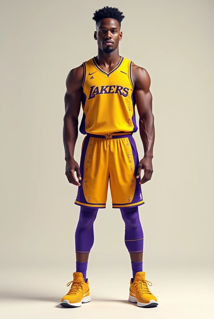 Basketball shirt and shorts with yellow and purple colors