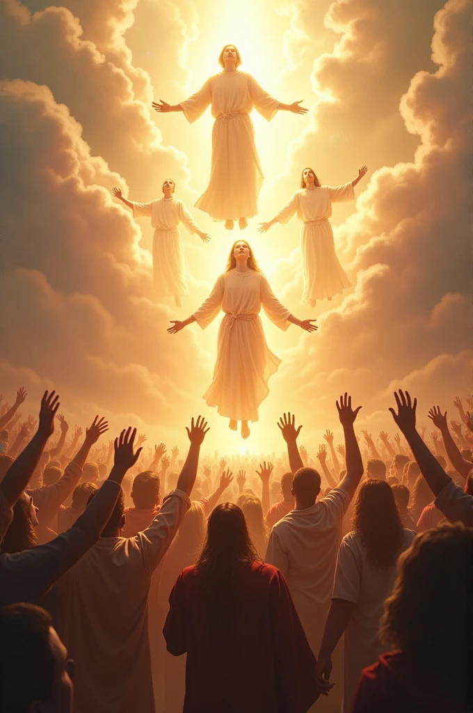 People being raptured into heaven 
