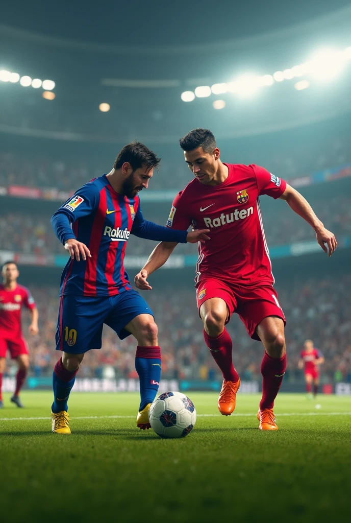 A fight between Messi wearing the Chivas shirt vs Cristiano Ronaldo wearing the America shirt