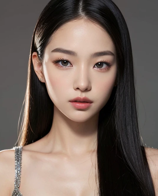 ((surreal、Super detailed image, maybe a photo.,Captures the details of the skin texture of an incredibly beautiful woman..))long straight black hair。