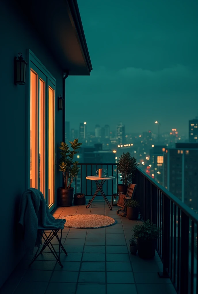 Balcony of an apartment, The Sims 4 style night vision