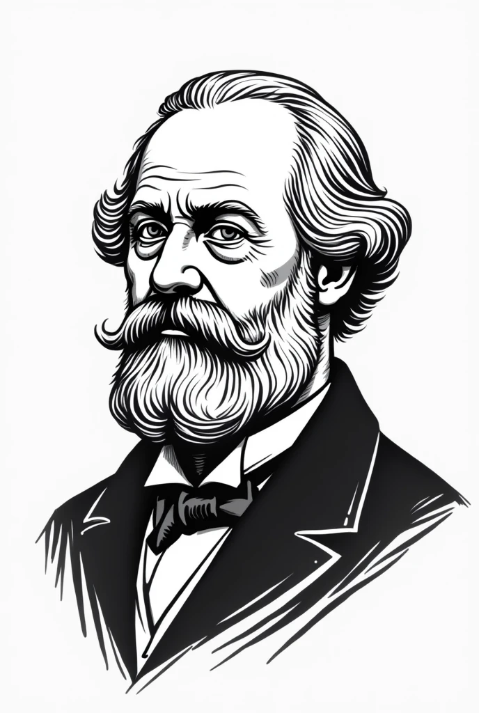 Create a black and white drawing of Franz-Josef Strauß for a bottle cap