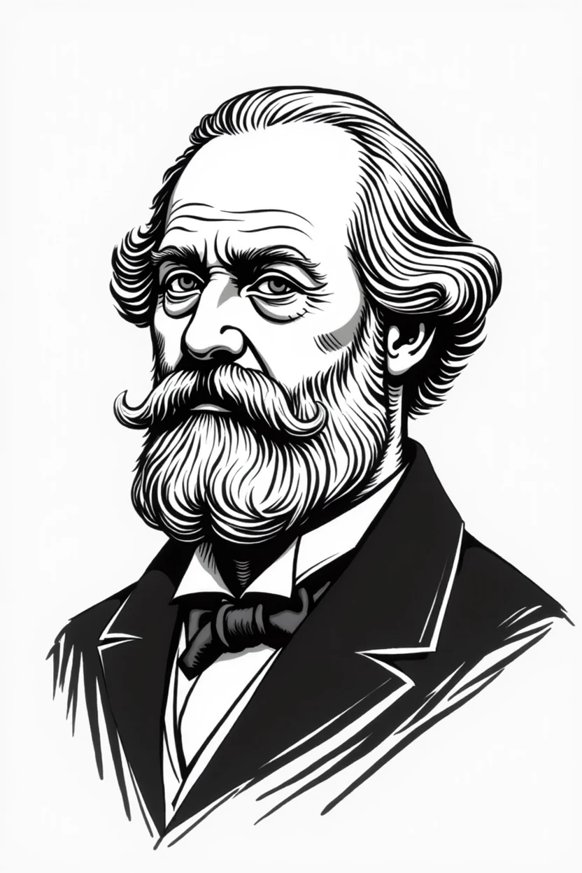 Create a black and white drawing of Franz-Josef Strauß for a bottle cap