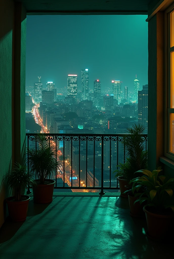 Balcony of an apartment in Sao Paulo, Brazil, The Sims 4 style night vision