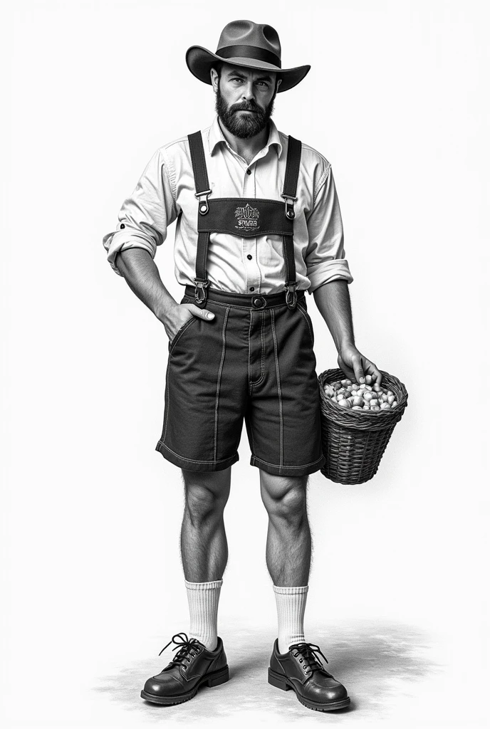 Draw me in black and white typical Bavarian icons