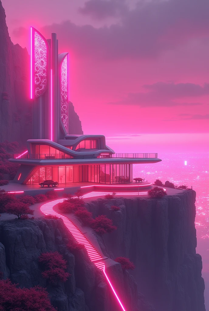 Pink LED futuristic mansion