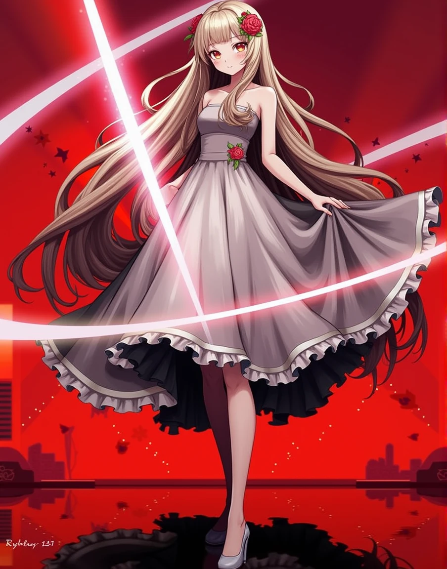 That girl but with a black dress with red touches