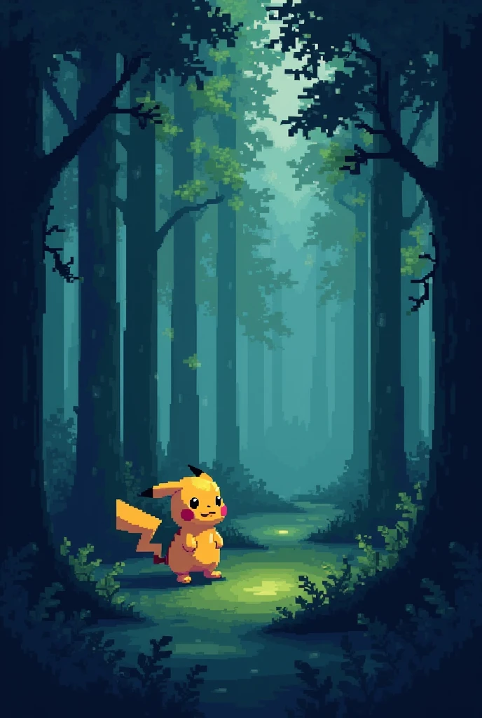 put hypno from pokemon in a dark forest pixel game boy version
