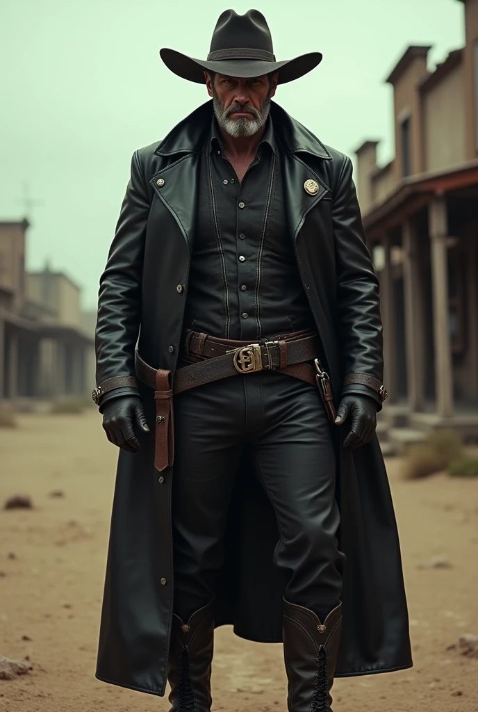 Cowboy with black bounty hunter outfit