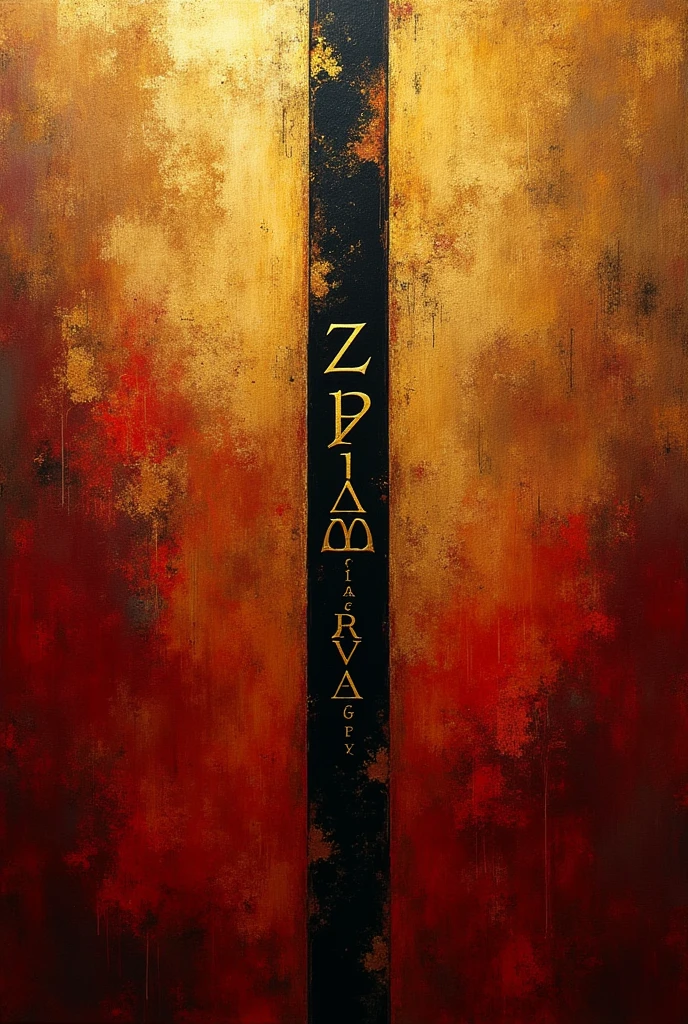  un fond dorée et rouge avec une  ligne noir vertical et une une inscription qui dit "ZFR EVAN"