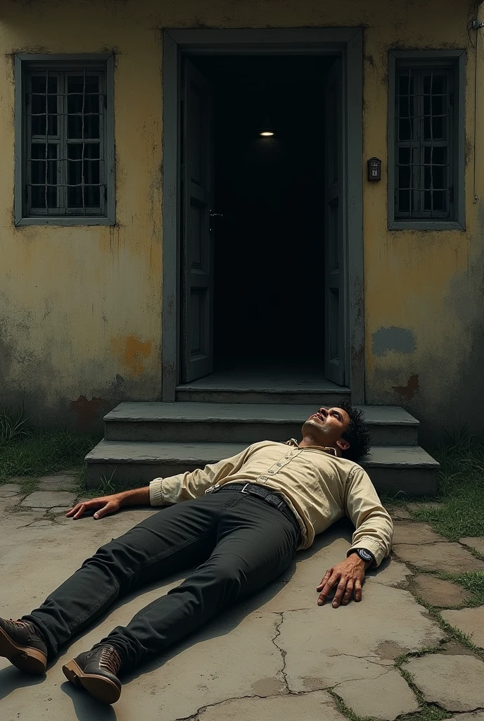 Santiago Nazar dead at the door of his house from the book chronicle of a death foretold