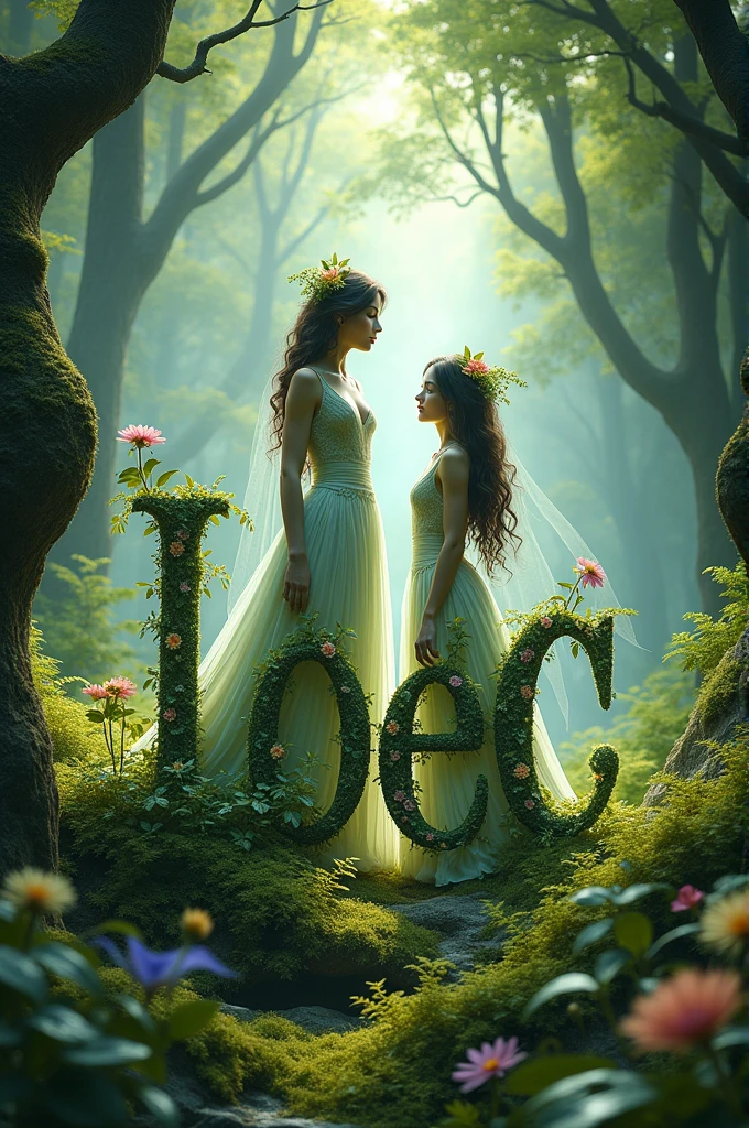 Ludivine and Loïc names in forest