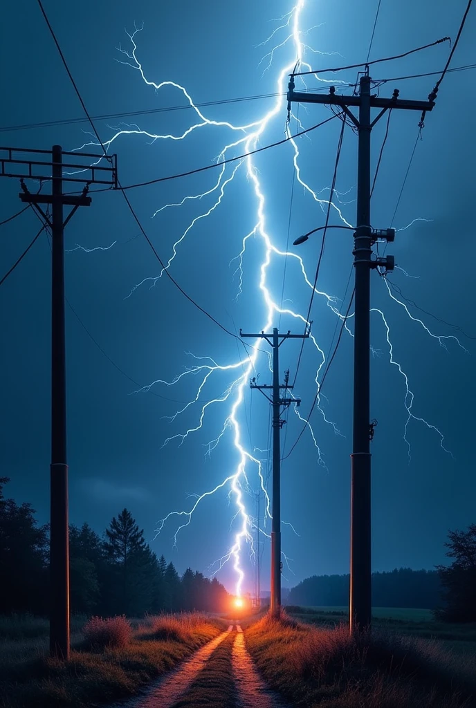 image of a lightning protection system. Present the Franklin type sensor and 4 descents, in addition to the grounding grid electrodes indicating the direction of flow of the electric current during the dissipation of the lightning energy.