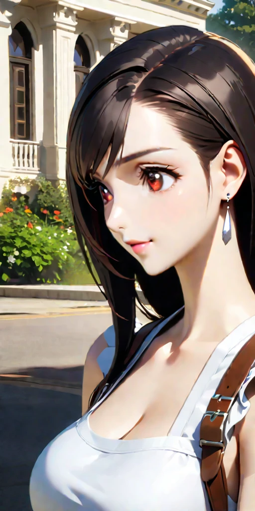 (((((tifa lockhart,Final Fantasy 7:1.5))))),((Highest quality、masterpiece、anime style、best quality、high resolution、8k、detailed、ultra-detailed:1.3))、Long legs:1.2, Beautiful woman with perfect figure:1.4、(Smiling:1.2), double eyelid、30-year-old female、((((One Woman,beautiful face,Beautiful face、Outdoor,upper body:1.5)))),Big Breasts、High resolution, accurate, Anatomically correct, High-resolution model, high quality, Very detailed, Ultra high definition、Black Hair、Straight Hair、Long Hair、swimwear、maidコスチューム、Mansion、maid、maidユニフォーム