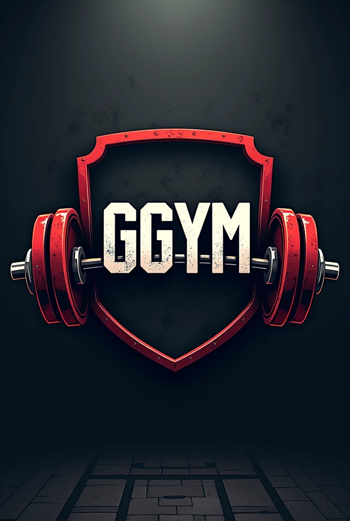 Logo of a GGym GG gym in the center Gym bar behind 150 kilos