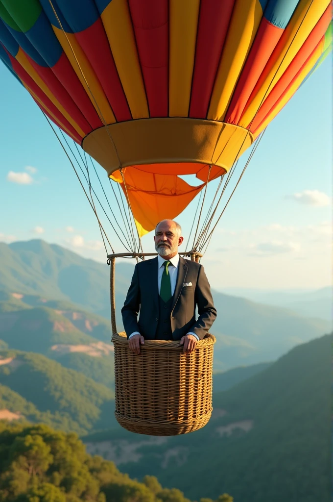 President Lula riding in a hot air balloon 