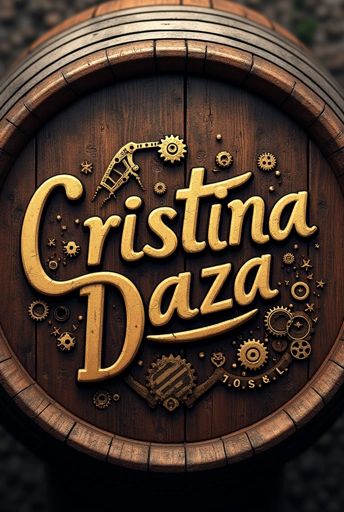 Create a Cristina Daza logo with the appearance of a winery and motorcycle spare parts sales