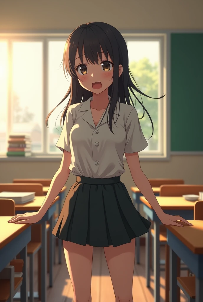 (photorealism:1.2), school girl naked string in class