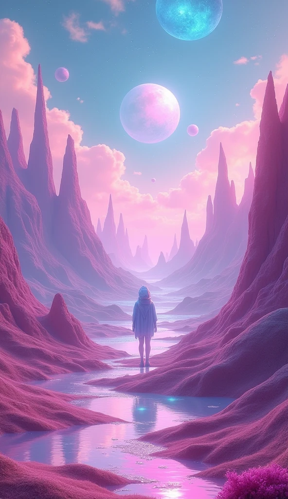 Vaporwave fantastic landscape