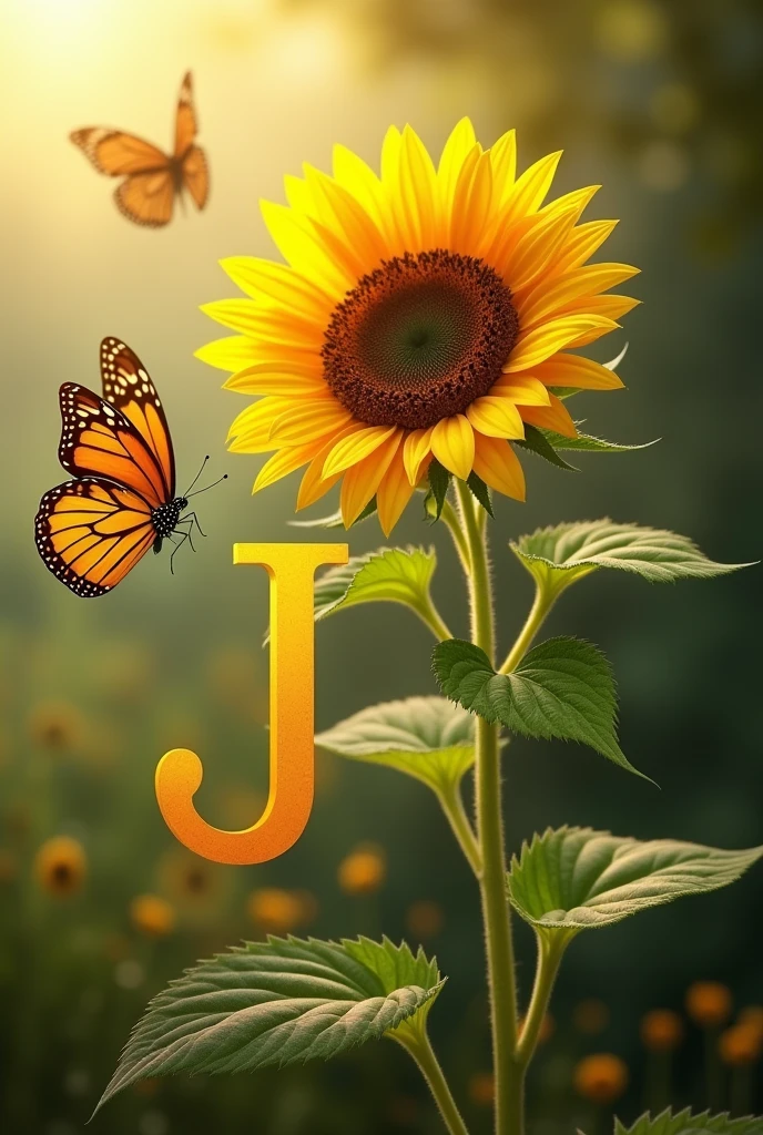 Resilience word with a sunflower, a butterfly and the letter J
