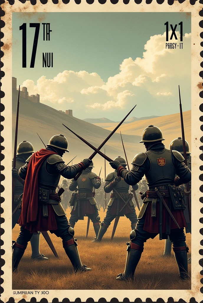 Vntage battel 1600s related vintage stamp for latter