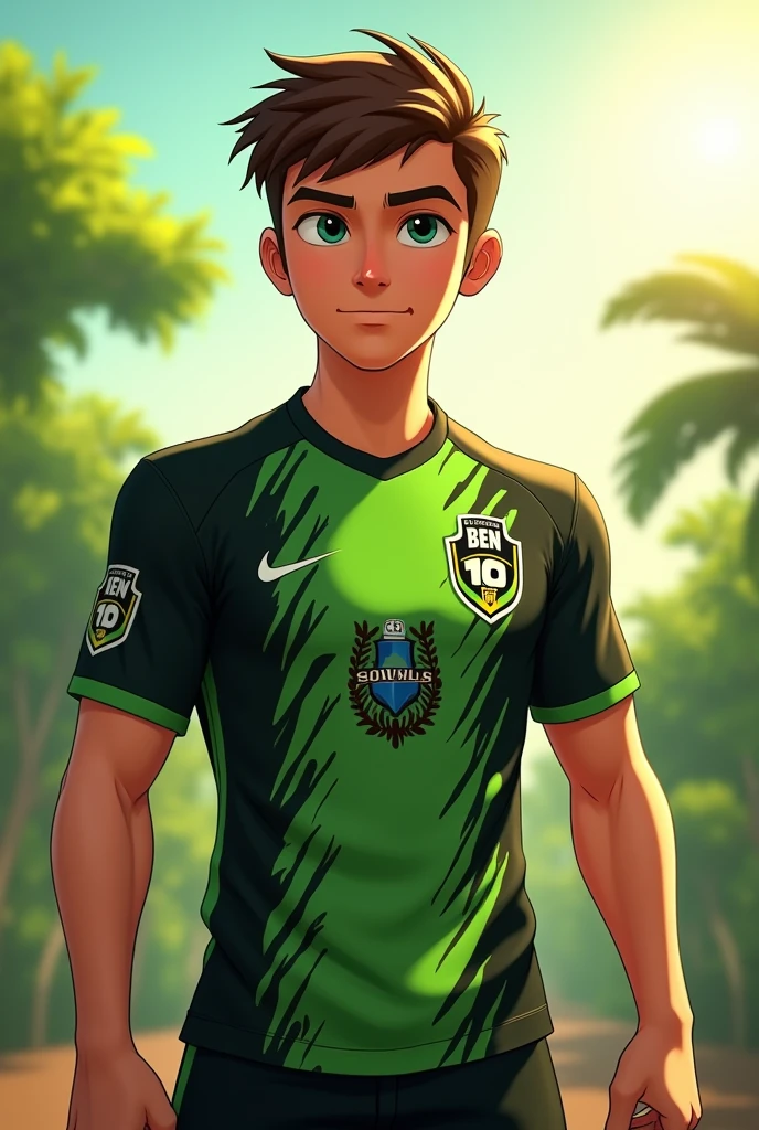 Ben 10 with the shirt of the northeastern Bahia team