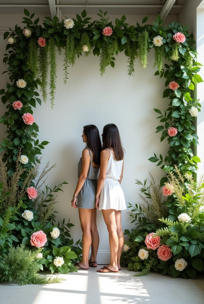 Make an Instagrammable wall with a nature theme for two people to take pictures