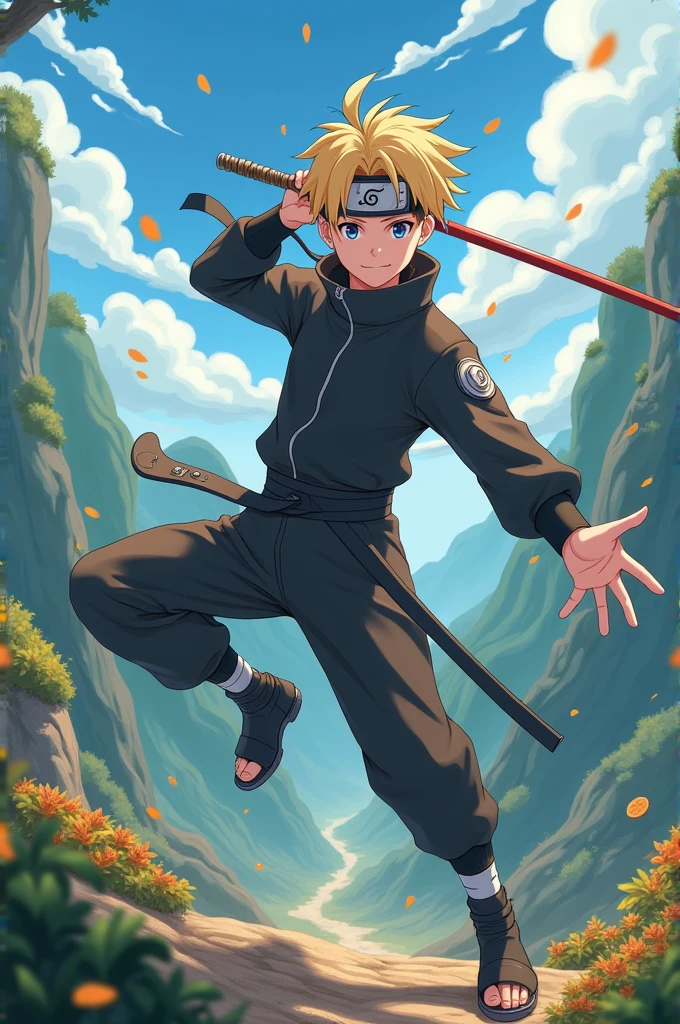 An anime character based on Jimin from BTS, in Naruto animation style.