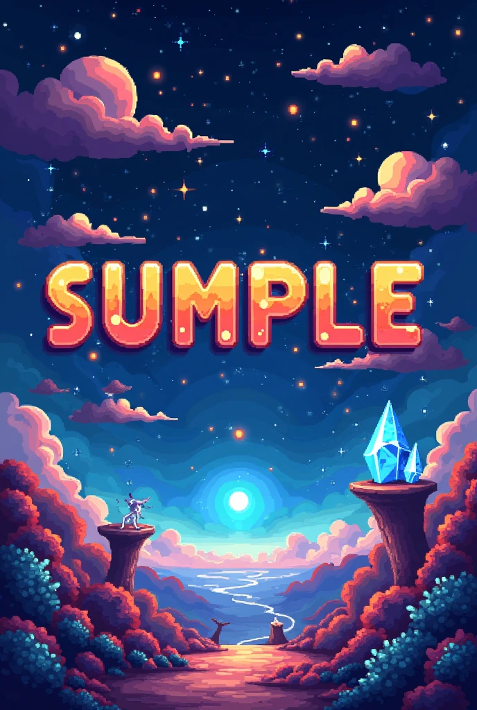 Create a title that says other world but in pixel art like an old style