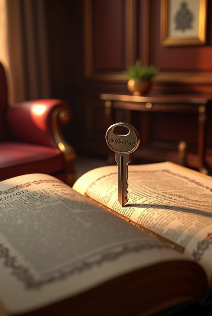 car key dropped from the Bible. in a fancy house office, pixar style, 3d , high-aesthetic, cinematic, masterpiece