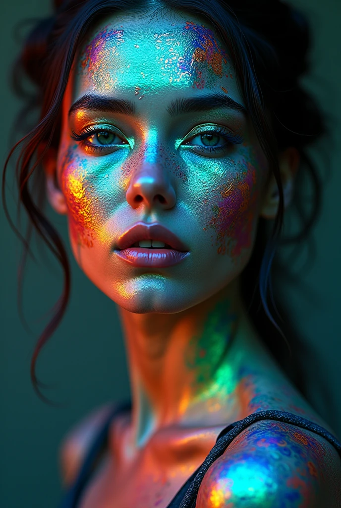 Woman with colorful skin