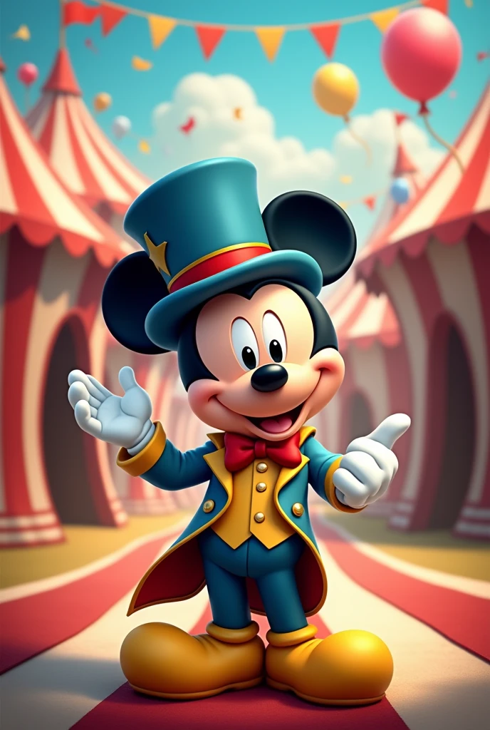 Make a 1st birthday invitation Mickey circus theme Date-02/02/2025 Schedule:17:00