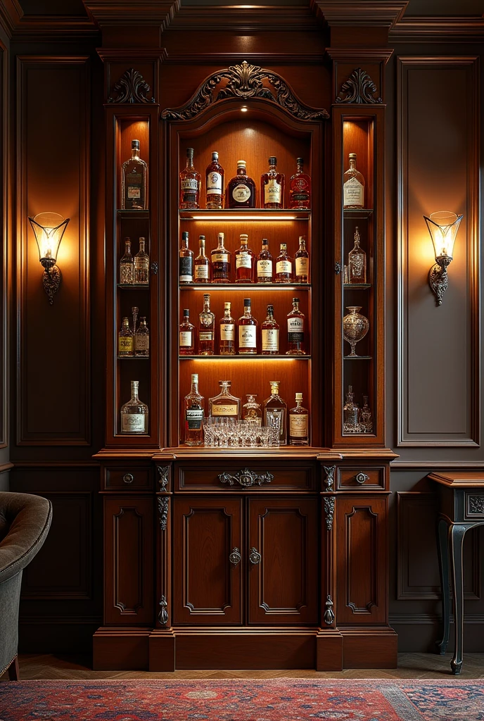 Liquor cabinet with bar