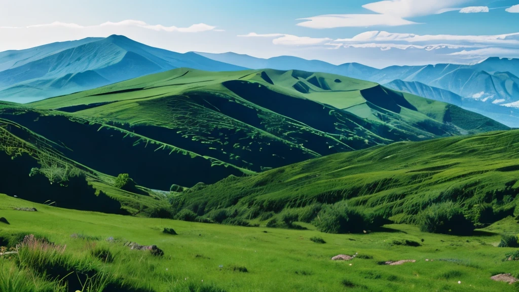 (Better image quality) green mountains ;very realistic.